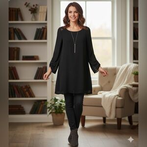 Speechless sheer tunic women’s top black x-small bell sleeve casual formal